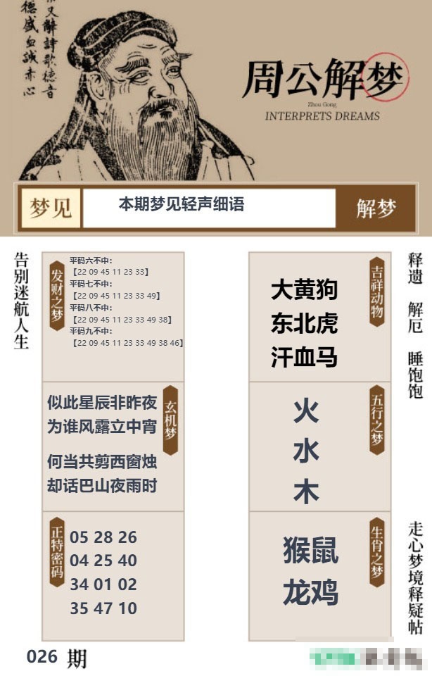 026期周公解梦贴[图]
