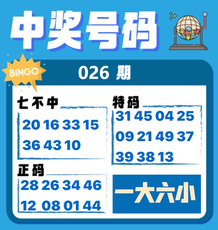 026期中奖号码[图]